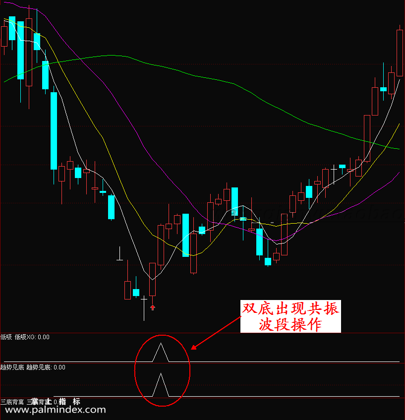 【通达信指标】三底共振-抄底趋势底背离预警选股指标公式